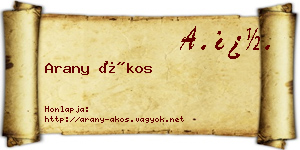 Arany Ákos névjegykártya